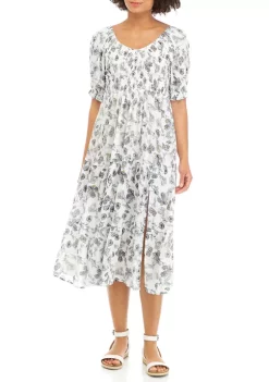 Best Sale ๐ TRUE CRAFT Short Sleeve Smocked Tiered Midi ๐ Dress ๐งจ