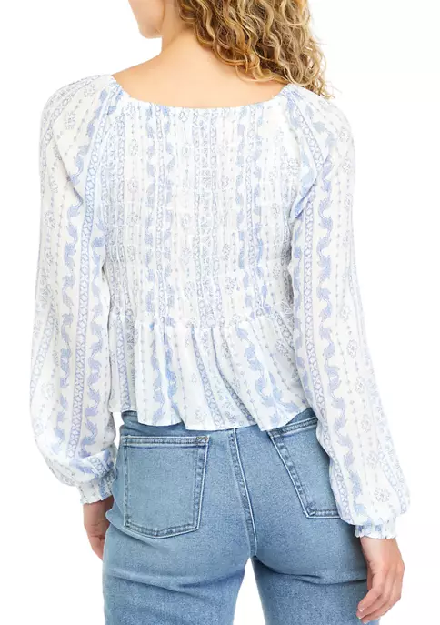 Budget ๐ TRUE CRAFT Blouson Sleeve Geometric Print Peplum Top ๐ฅ 4 Budget ๐ TRUE CRAFT Blouson Sleeve Geometric Print Peplum Top ๐ฅ - Image 2