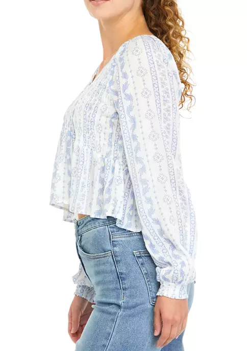 Budget ๐ TRUE CRAFT Blouson Sleeve Geometric Print Peplum Top ๐ฅ 5 Budget ๐ TRUE CRAFT Blouson Sleeve Geometric Print Peplum Top ๐ฅ - Image 3