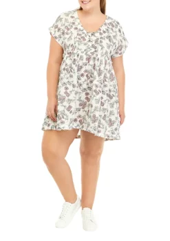 New ⭐ TRUE CRAFT Plus Size Short Sleeve Lace Up Front 👗 Dress ⭐ -True Craft Clothing Store Belk 975